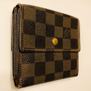 GENUINE LOUIS VUITTON Damier Ebene Elise Wallet